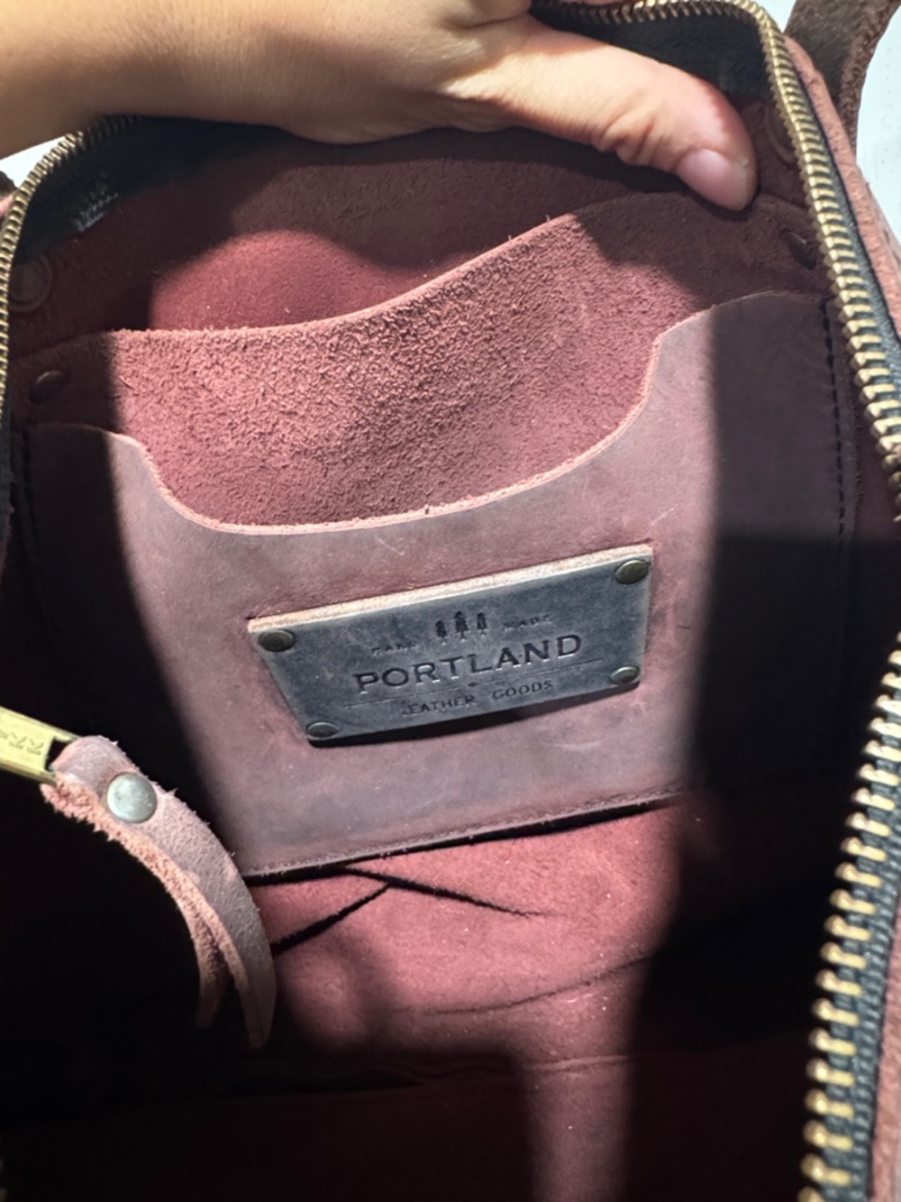 Portland Leather Burgundy Brown Leather Tote - Picture 2 of 3